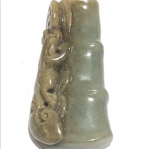 Authentic Grade A real Lucky jade pendant bamboo